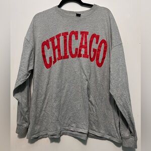Gray Long Sleeve with Red Chicago Print